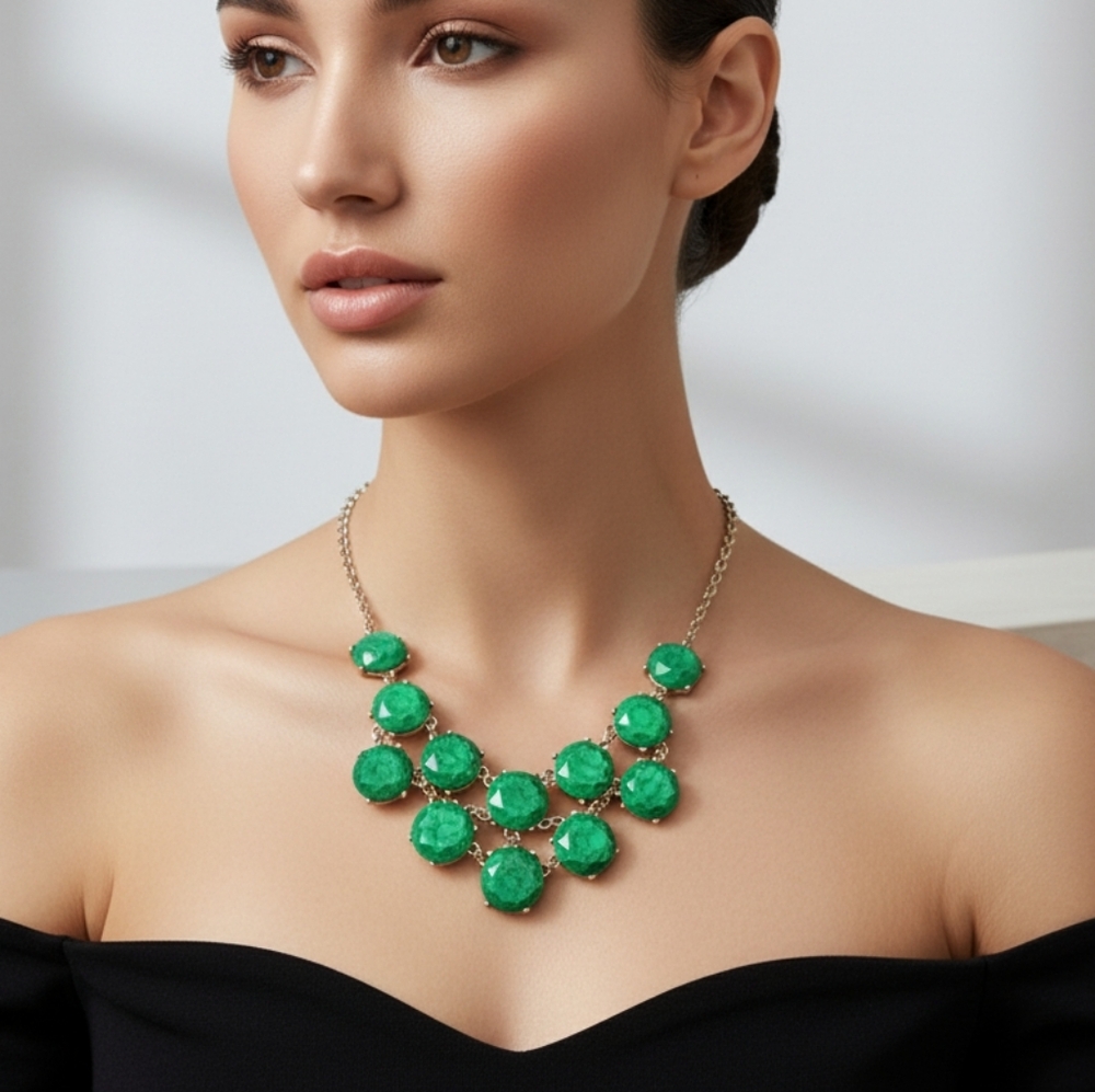 Green Statement Necklace - image 1